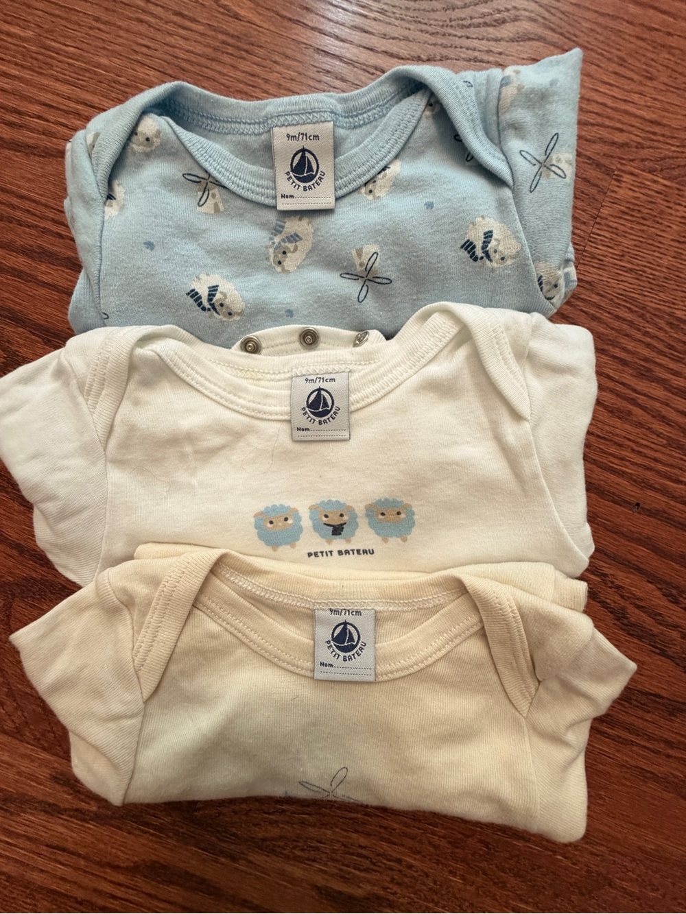 Petit Bateau 3-Pack Long Sleeve Bodysuits
